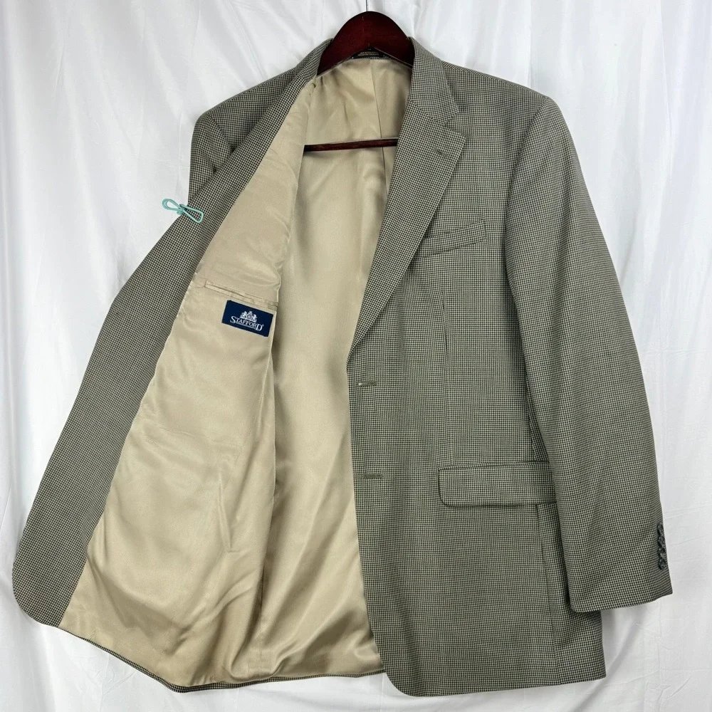 Mens Houndstooth Blazer Sport Coat Jacket‎ Lined Pockets Button Front